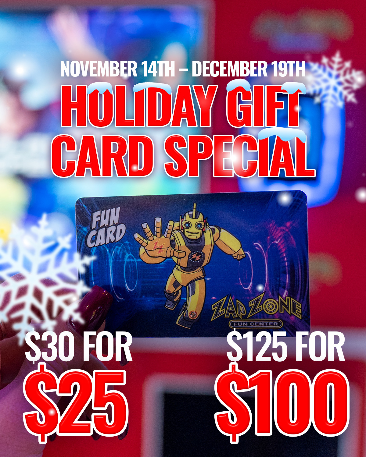 Holiday GC Special 1 - Pricing & Promos - Zap Zone Family Fun Centre
