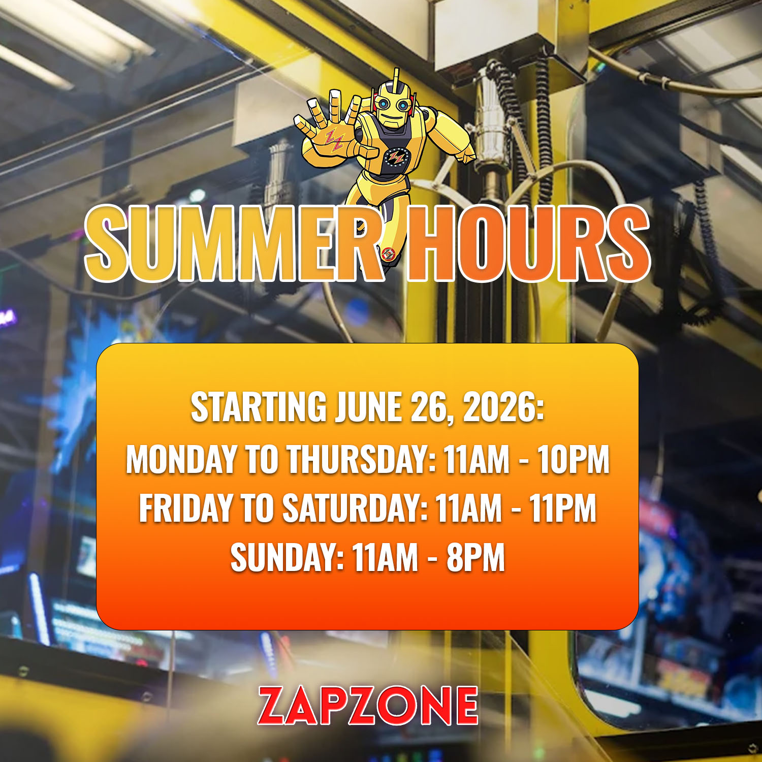 7 Summer Hours 1 - Summer Session Specials - Zap Zone Family Fun Centre