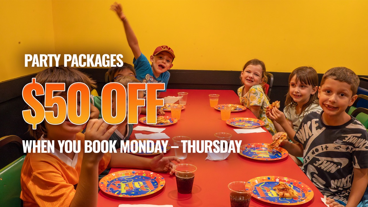 50 Off Party Promo TV Large - Pricing & Promos - Zap Zone Family Fun Centre
